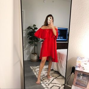 Red Ruffled Dress | Size M